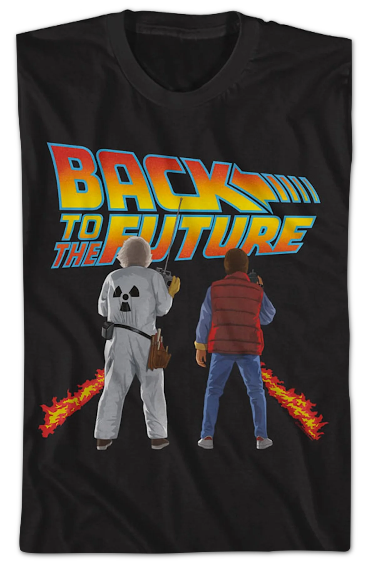 Doc & Marty Fire Tracks Back To The Future T-Shirt - Image 2