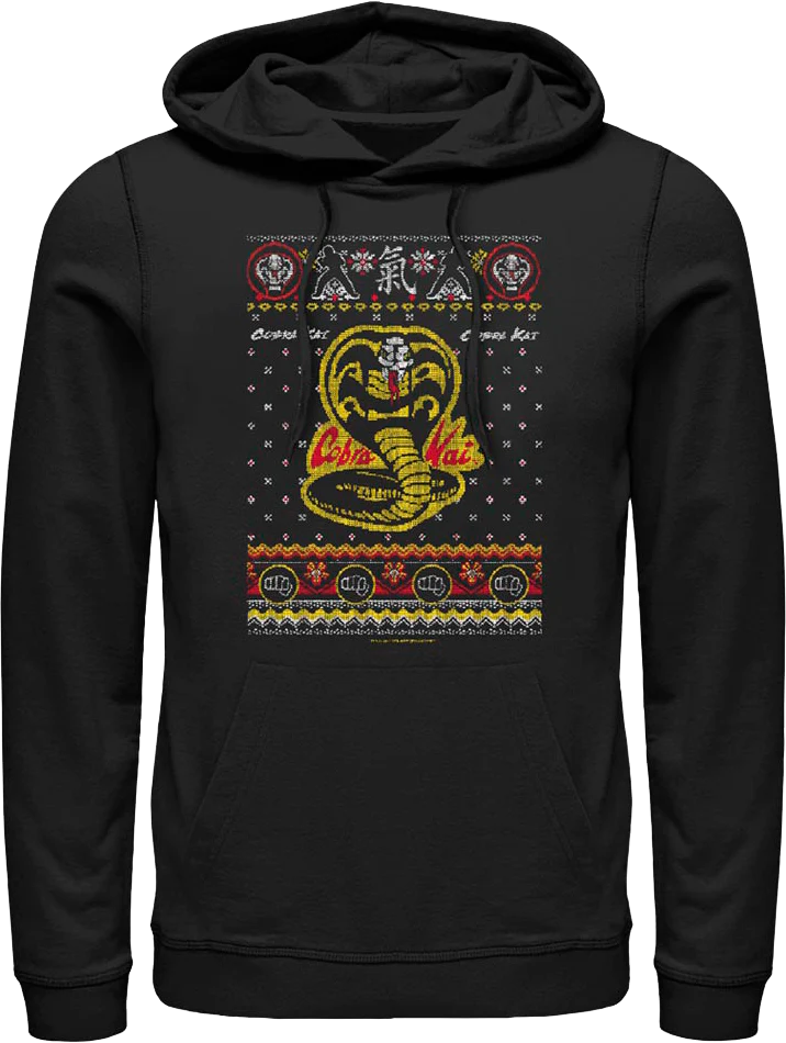 Dojo Logo Faux Ugly Christmas Sweater Cobra Kai Hoodie - Image 2