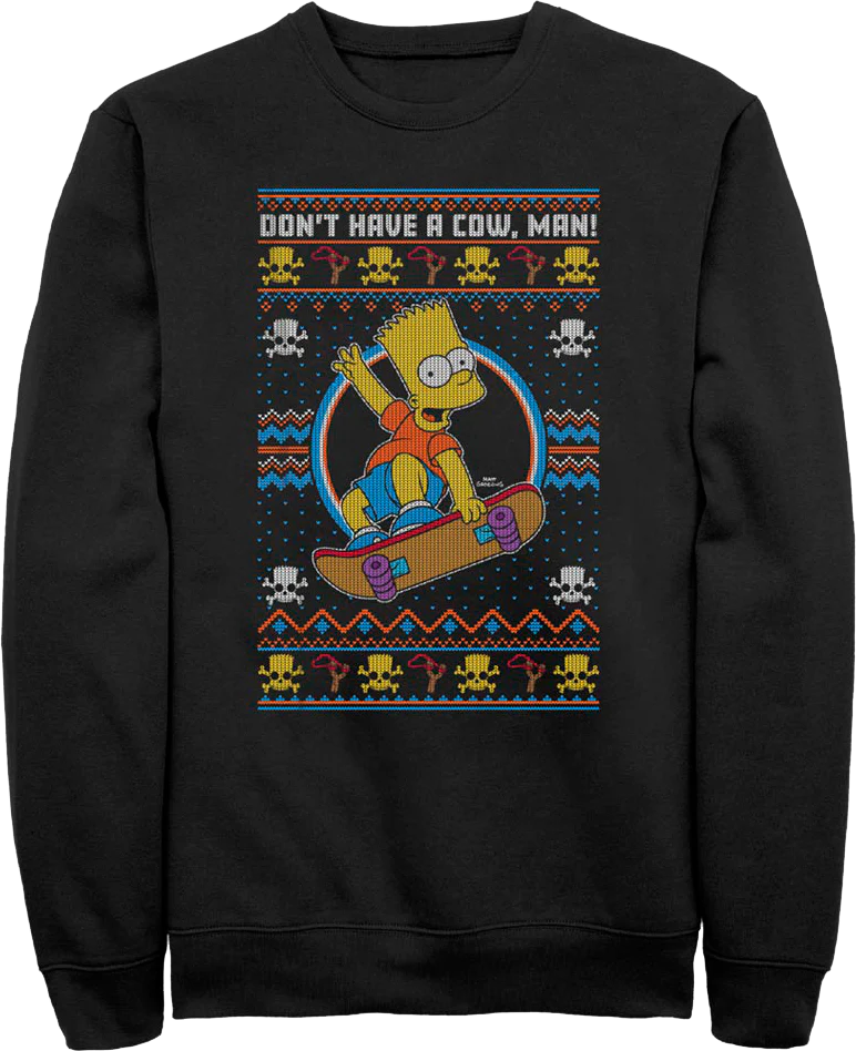 Don't Have A Cow Faux Ugly Christmas Sweater Simpsons Sweatshirt