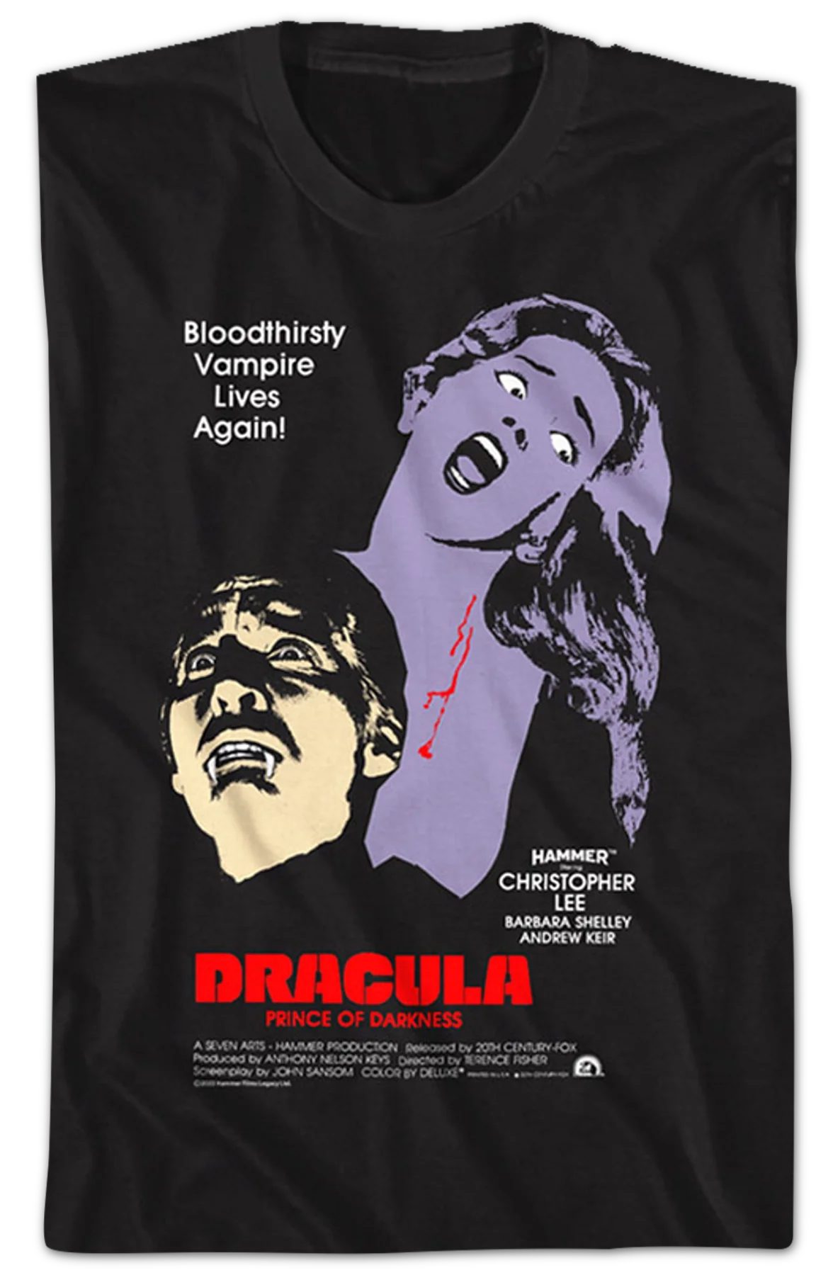 Dracula Prince Of Darkness Graphic Poster Hammer Films T-Shirt - Image 2