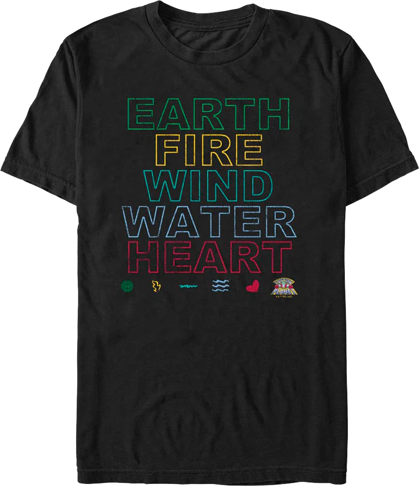 Earth Fire Wind Water Heart Captain Planet T-Shirt