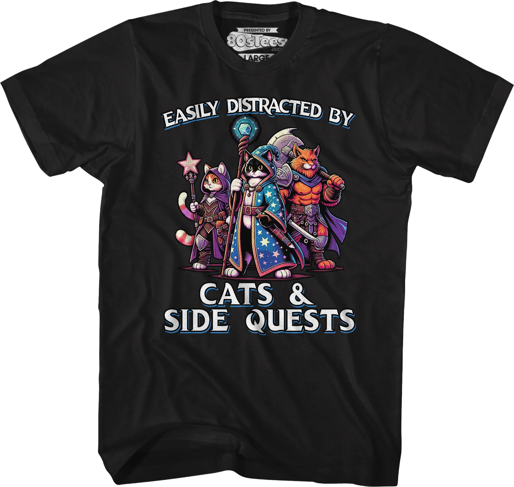 Easily Distracted By Cats & Side Quests T-Shirt