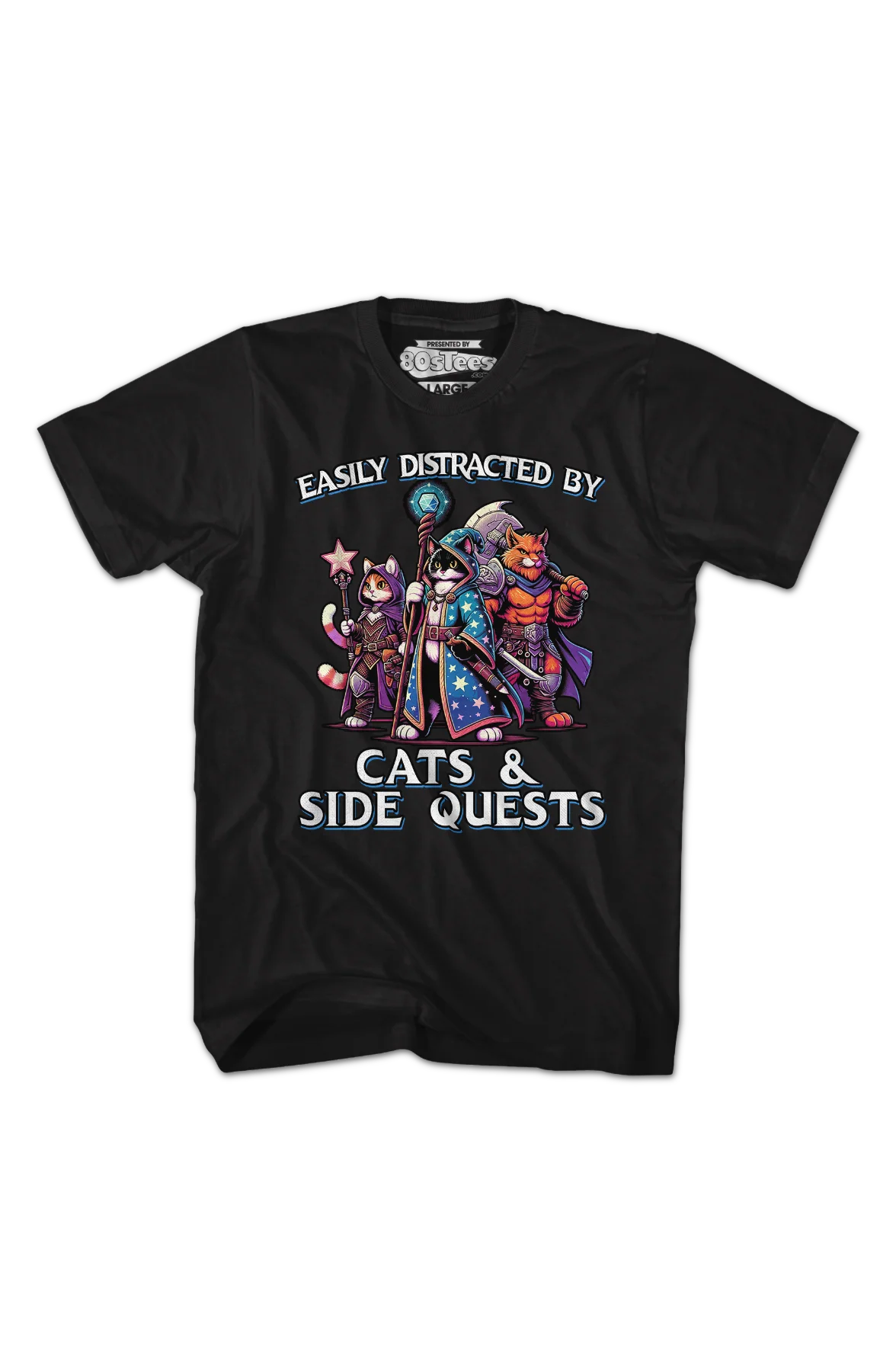 Easily Distracted By Cats & Side Quests T-Shirt - Image 2