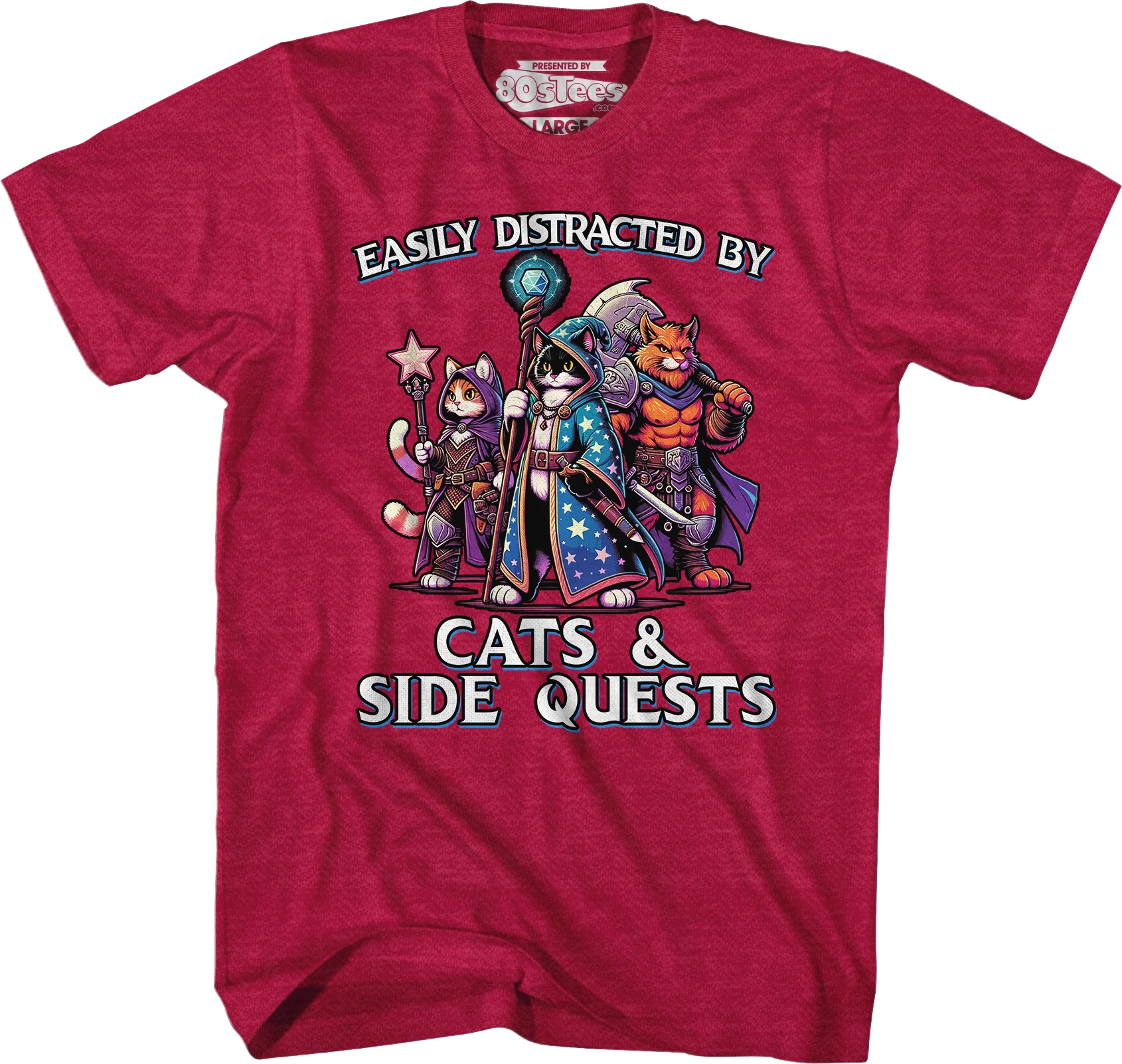 Easily Distracted By Cats & Side Quests T-Shirt - Image 6