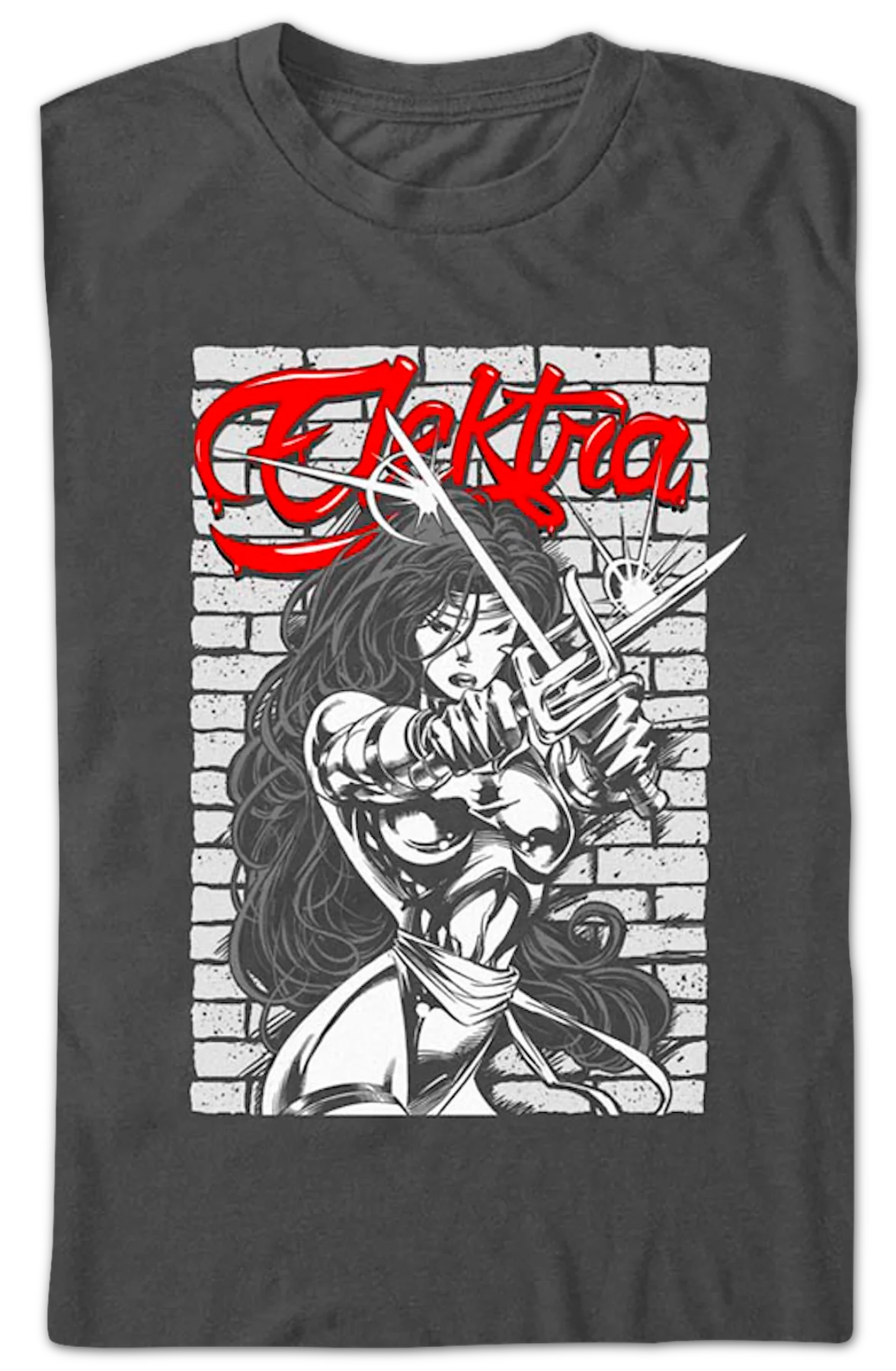 Elektra Brick Wall Pose Marvel Comics T-Shirt - Image 2