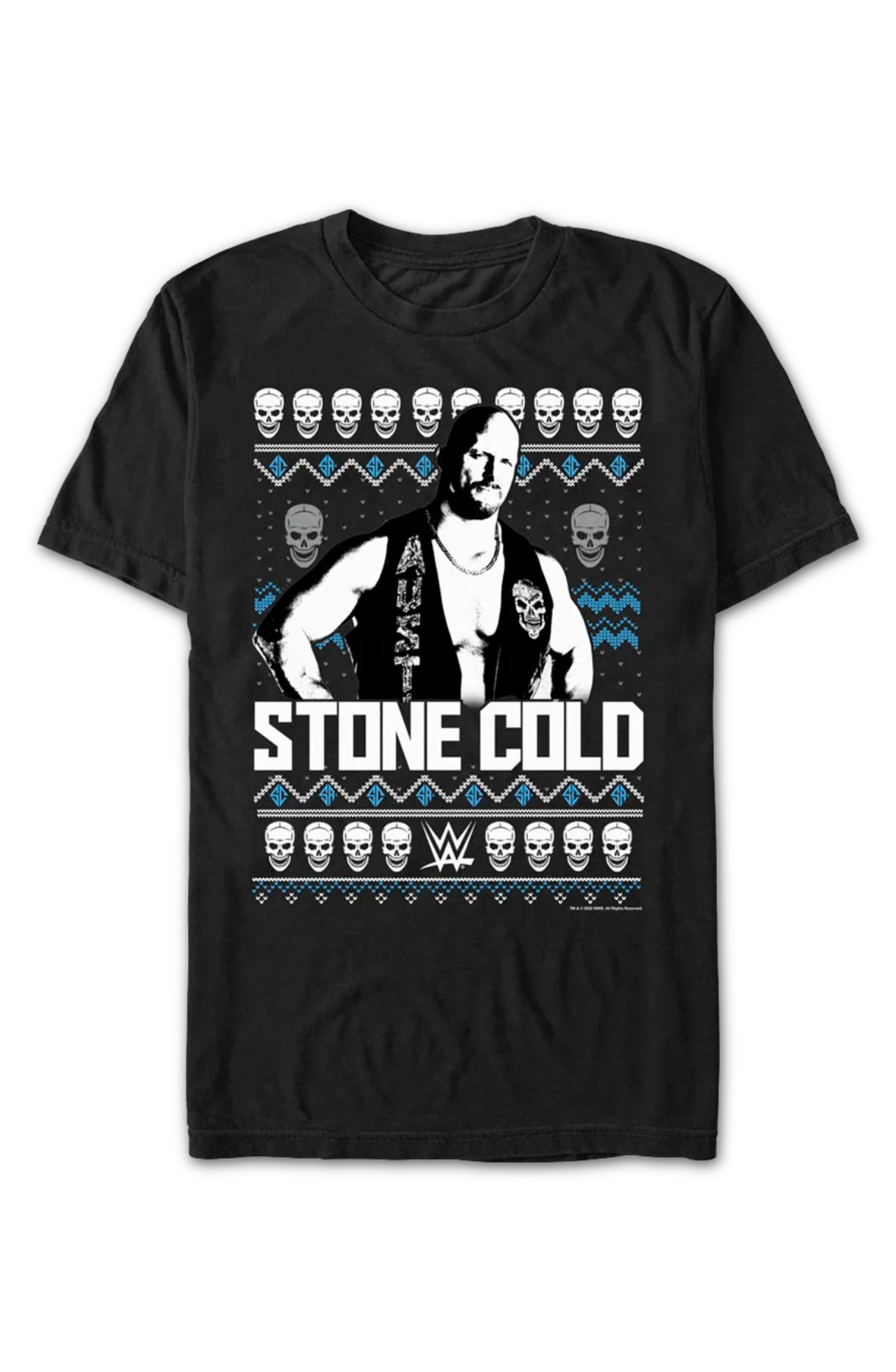 Faux Ugly Christmas Sweater "Stone Cold" Steve Austin T-Shirt - Image 2