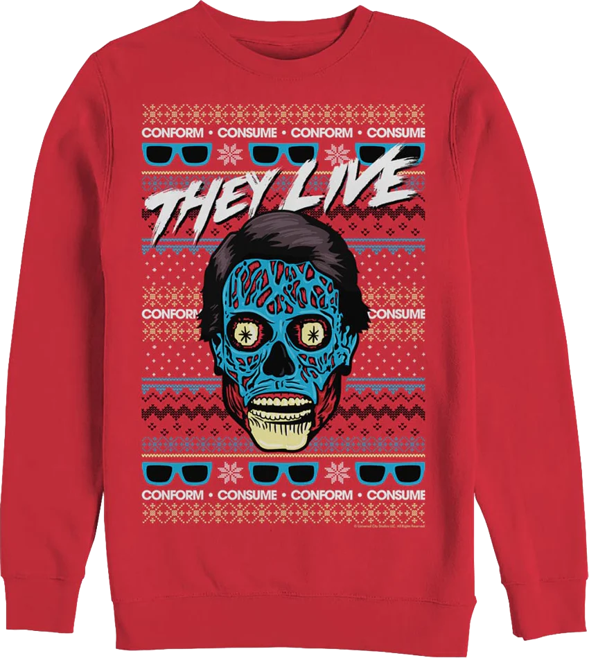 Faux Ugly Christmas Sweater They Live Sweatshirt