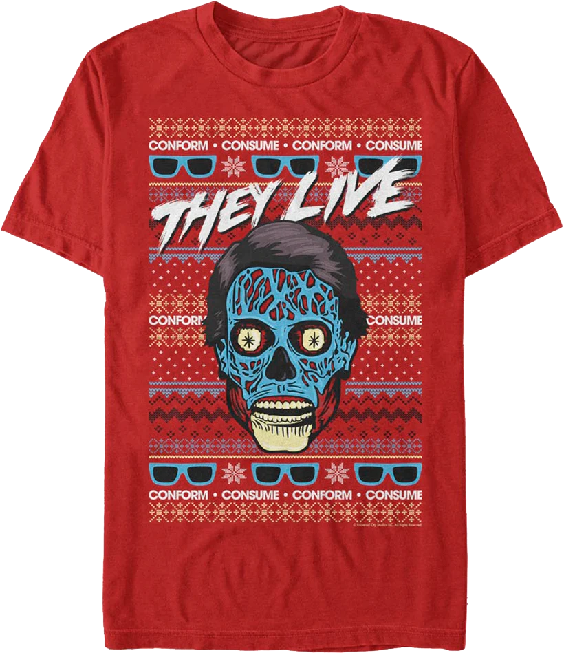 Faux Ugly Christmas Sweater They Live T-Shirt