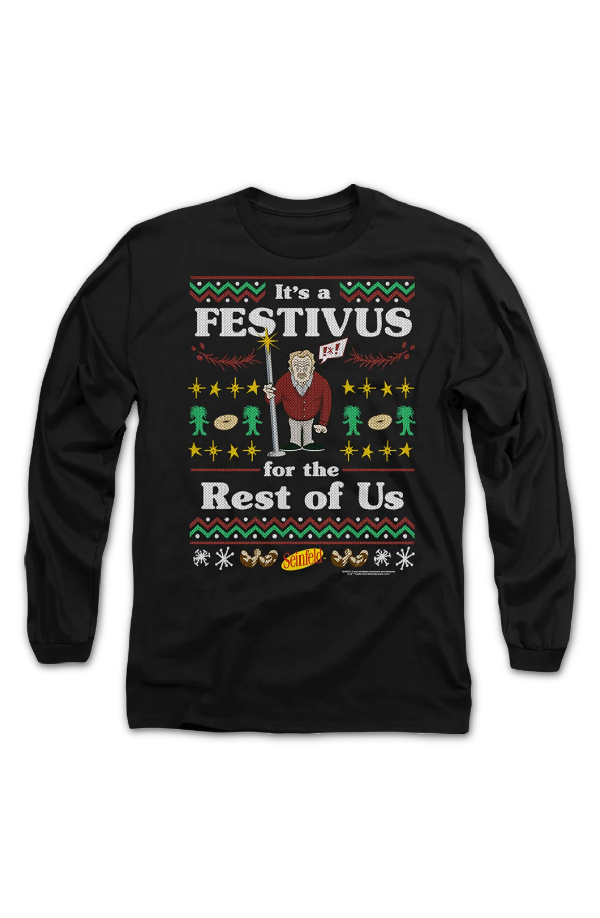 Faux Ugly Festivus Sweater Seinfeld Long Sleeve Shirt - Image 2