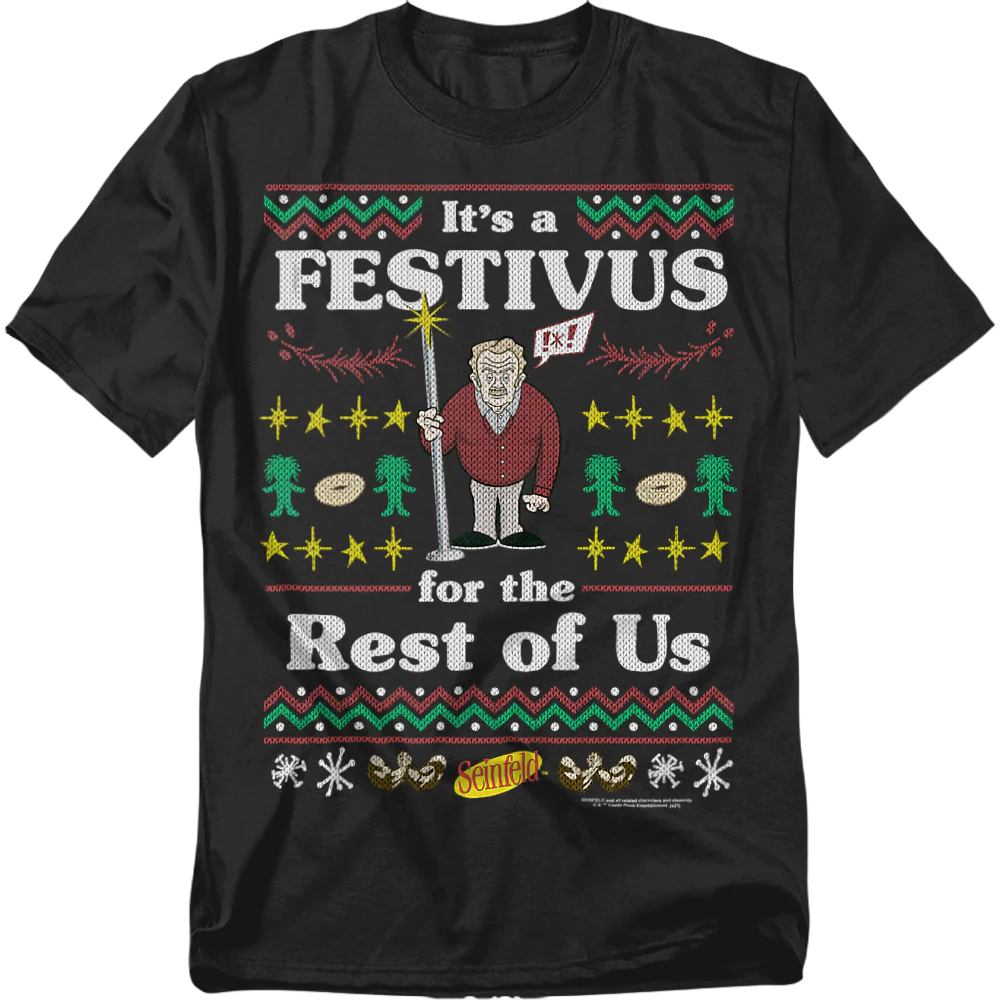 Faux Ugly Festivus Sweater Seinfeld T-Shirt - Image 2