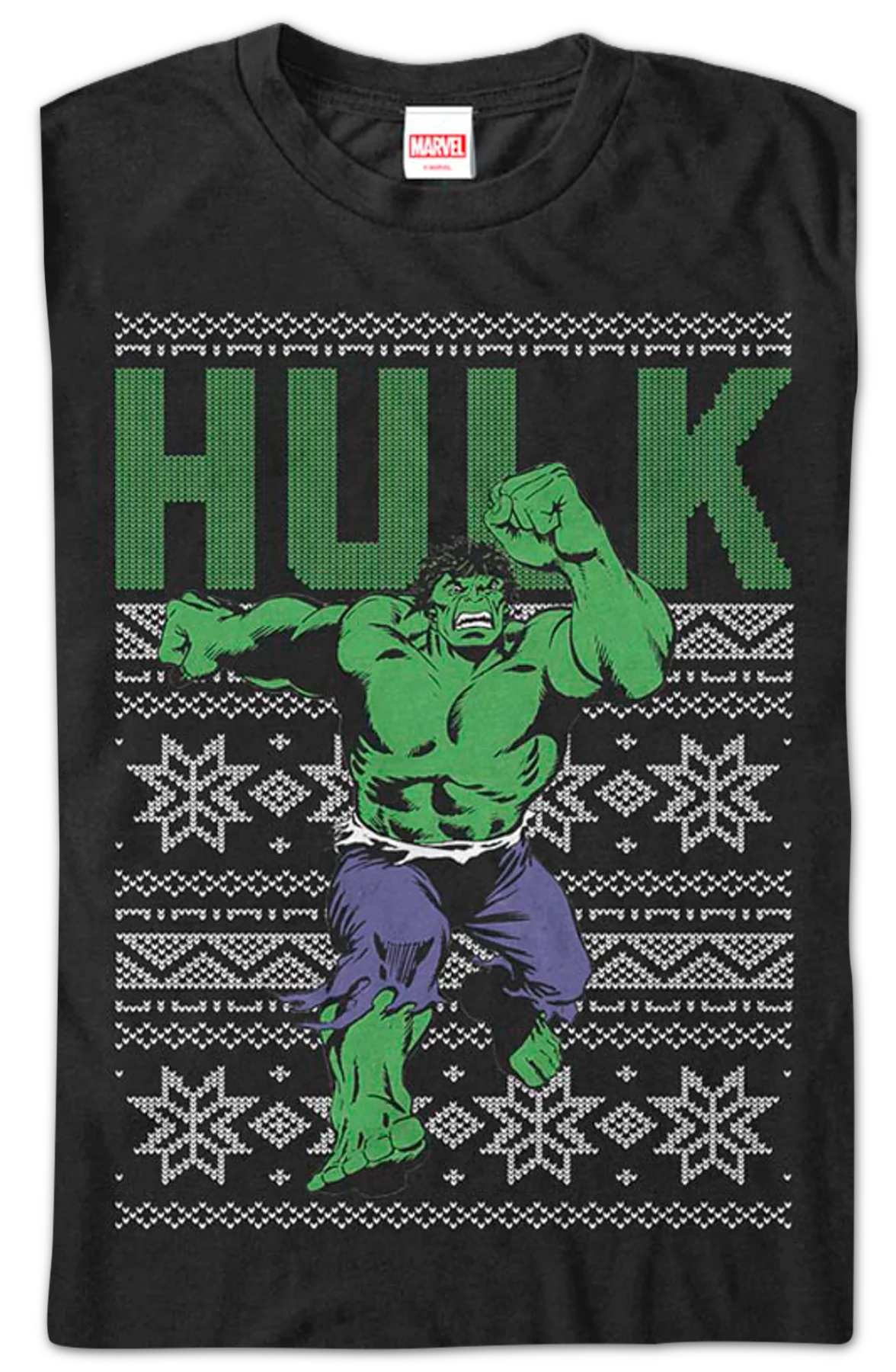 Faux Ugly Incredible Hulk Christmas Sweater Marvel Comics T-Shirt - Image 2