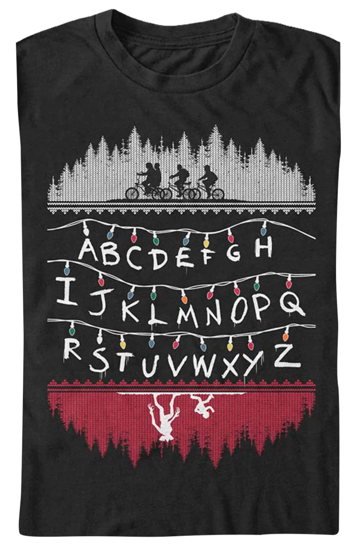 Faux Ugly Knit Christmas Lights Stranger Things T-Shirt - Image 2