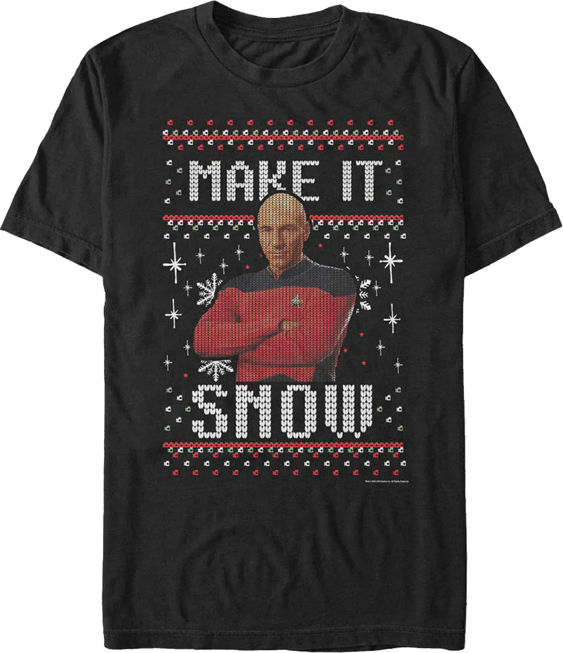 Faux Ugly Knit Make It Snow Star Trek The Next Generation T-Shirt