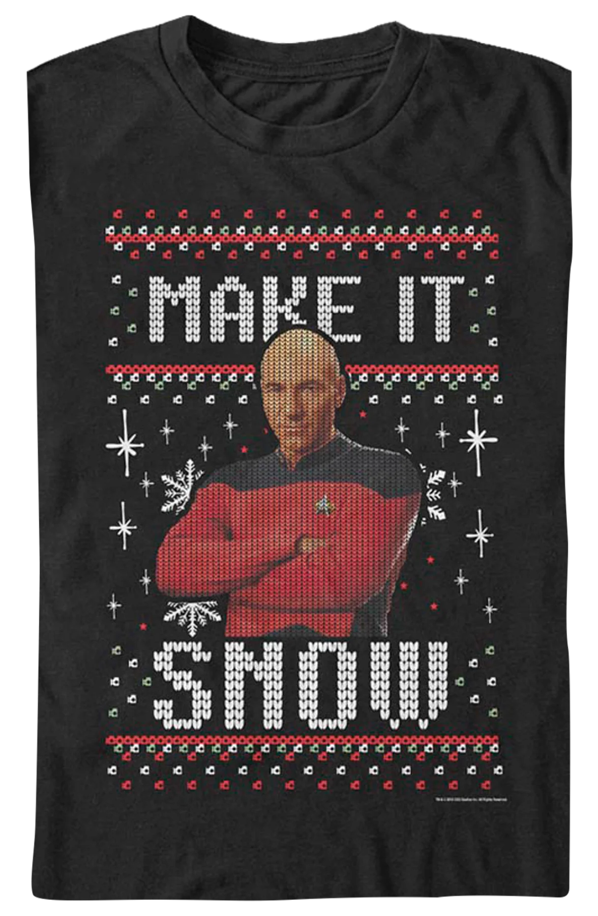 Faux Ugly Knit Make It Snow Star Trek The Next Generation T-Shirt - Image 2