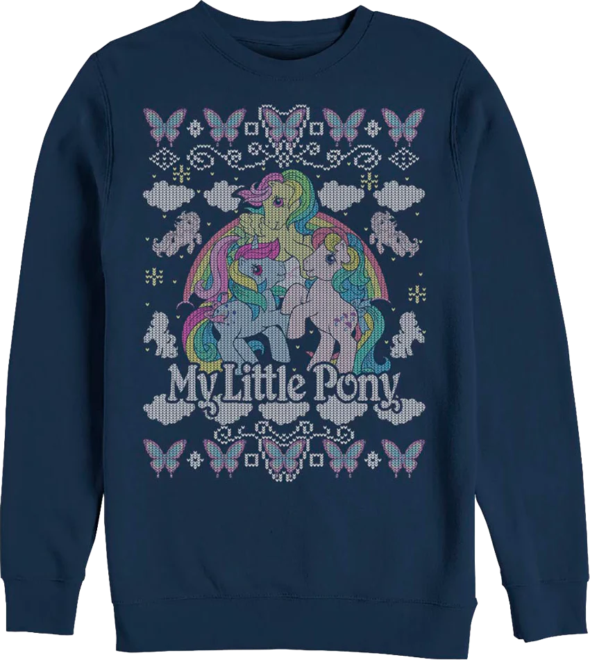Faux Ugly Knit My Little Pony Christmas Sweatshirt