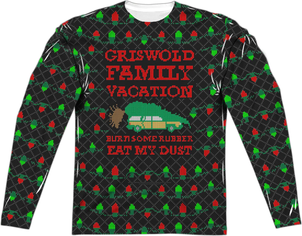 Faux Ugly Sweater Christmas Vacation Long Sleeve Tee