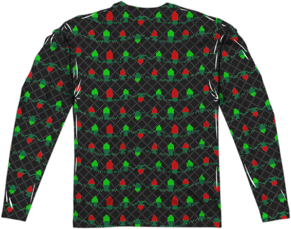 Faux Ugly Sweater Christmas Vacation Long Sleeve Tee - Image 3