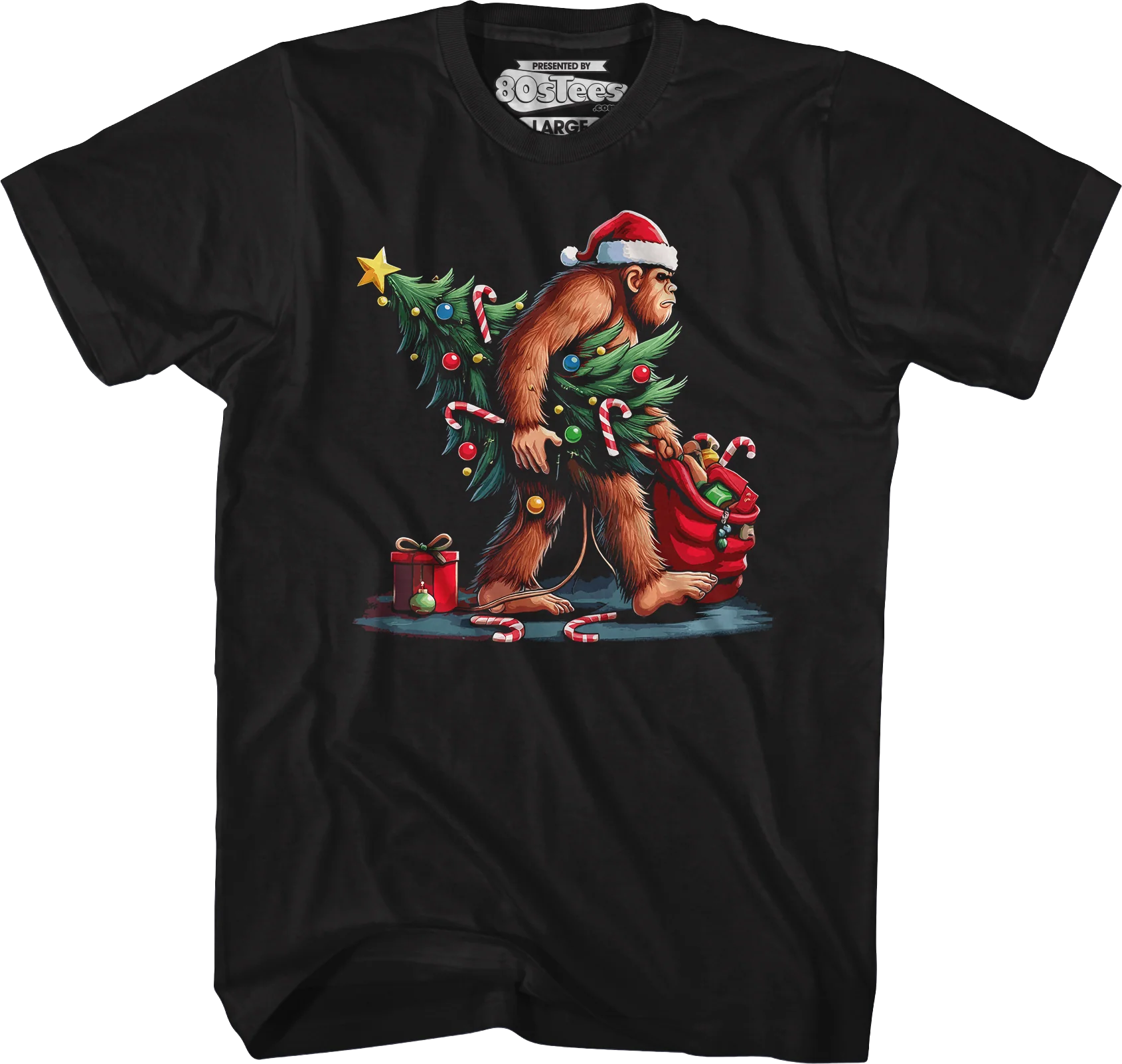 Festive Bigfoot Christmas T-Shirt - Image 5