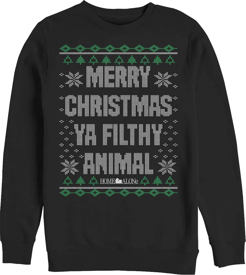 Filthy Animal Faux Ugly Sweater Home Alone Sweatshirt