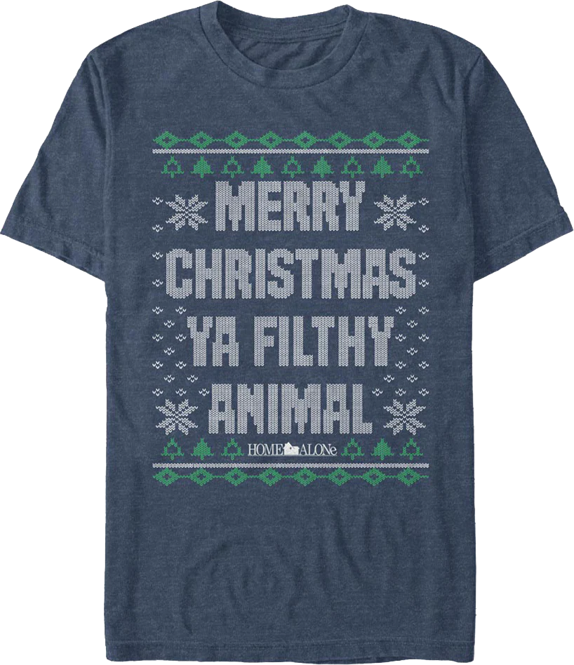 Filthy Animal Faux Ugly Sweater Home Alone T-Shirt