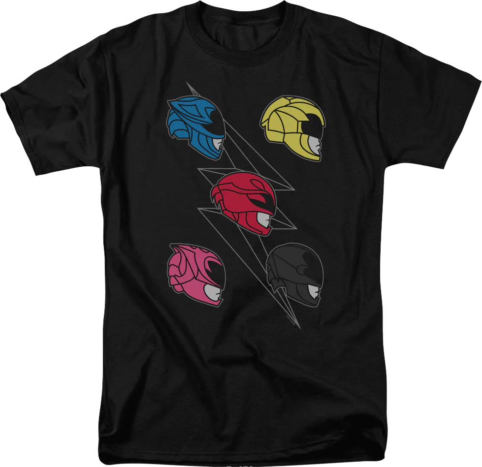 Five Helmets Mighty Morphin Power Rangers T-Shirt