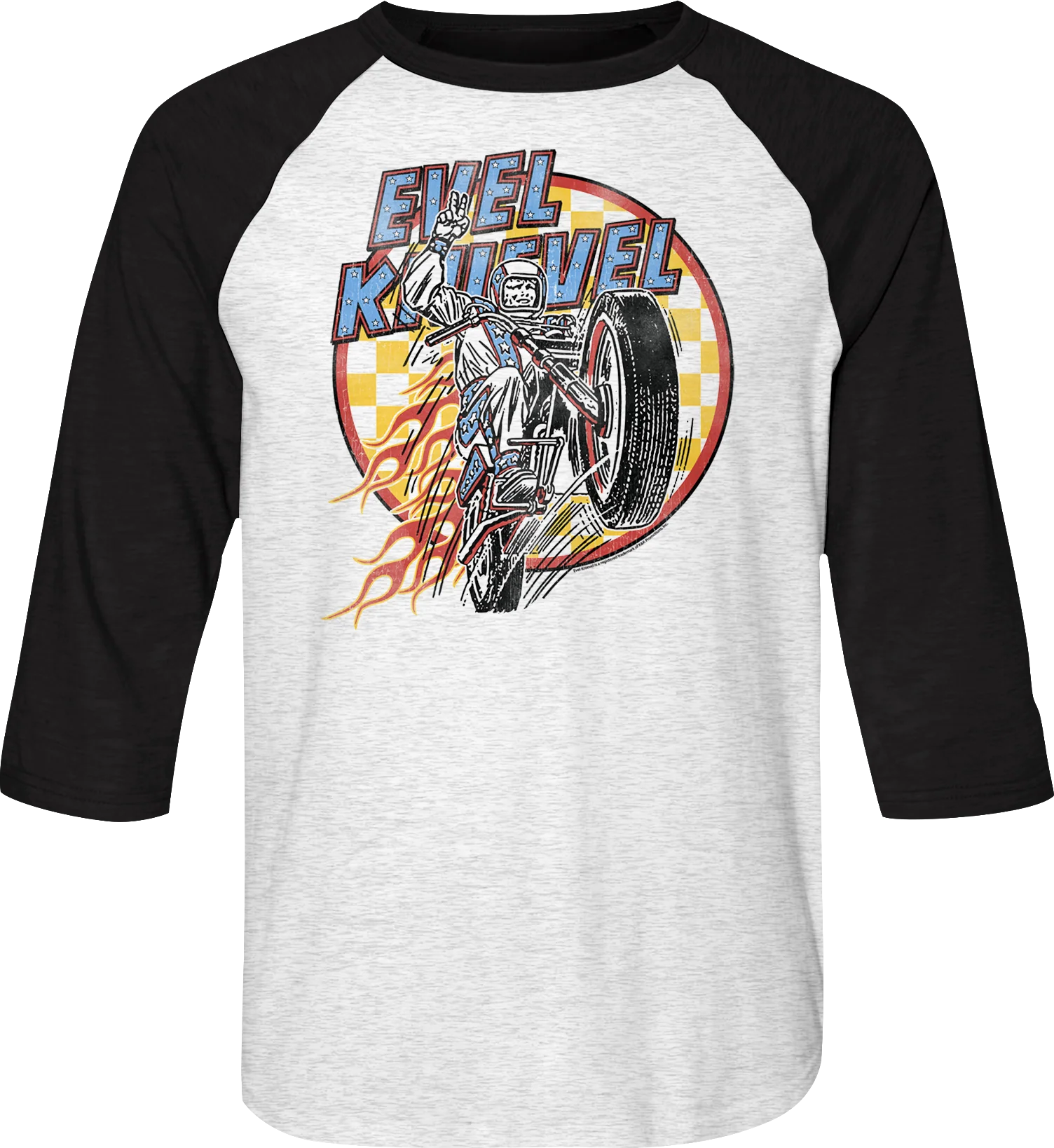 Flames Evel Knievel Raglan Baseball Shirt