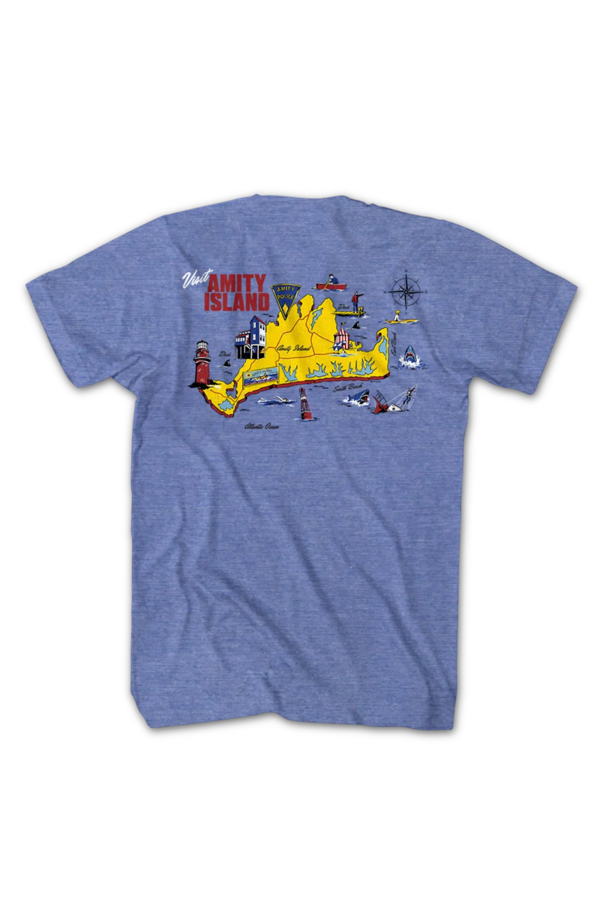 Front & Back Amity Island Map Jaws T-Shirt - Image 2
