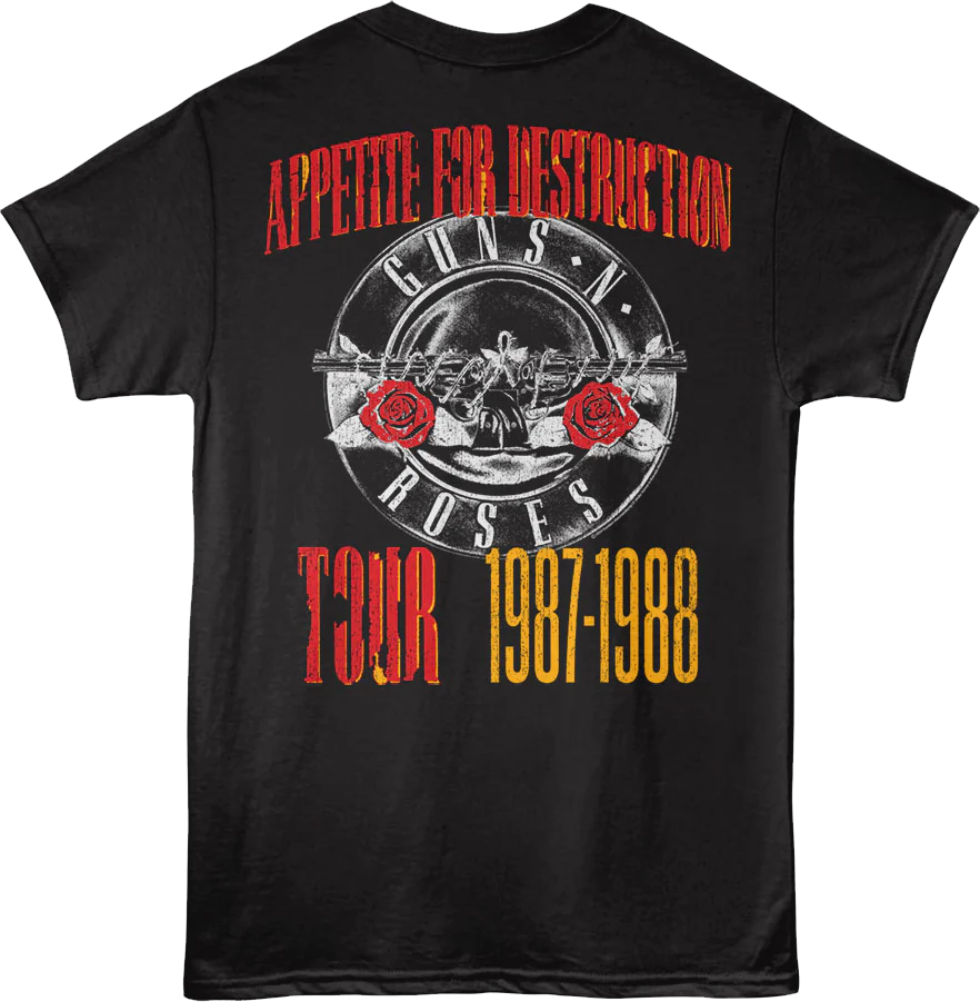 Front & Back Appetite For Destruction Tour Guns N' Roses T-Shirt - Image 3