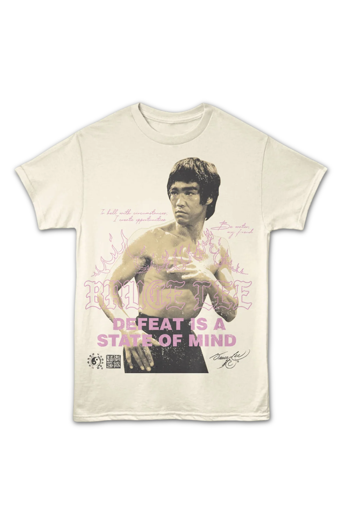 Front & Back Defeat Is A State Of Mind Bruce Lee T-Shirt - Image 2