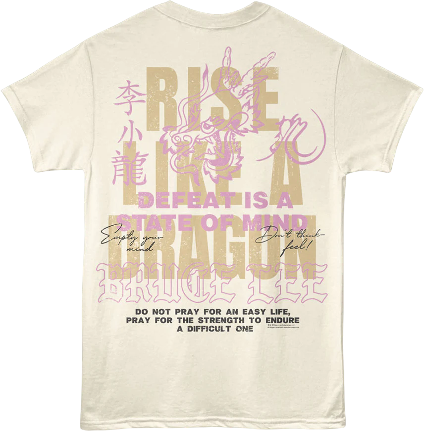 Front & Back Defeat Is A State Of Mind Bruce Lee T-Shirt - Image 3