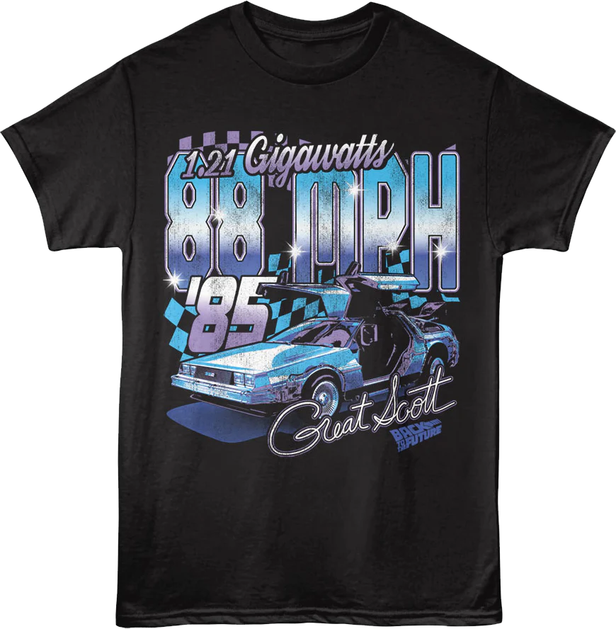 Front & Back DeLorean Racing '85 Back To The Future T-Shirt