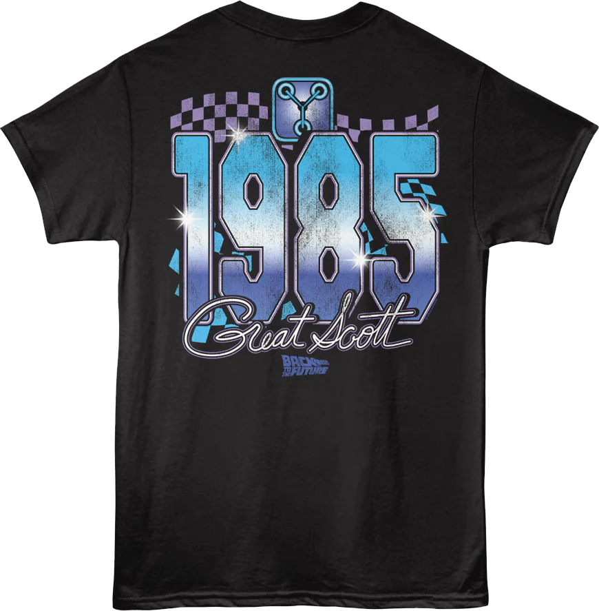 Front & Back DeLorean Racing '85 Back To The Future T-Shirt - Image 3