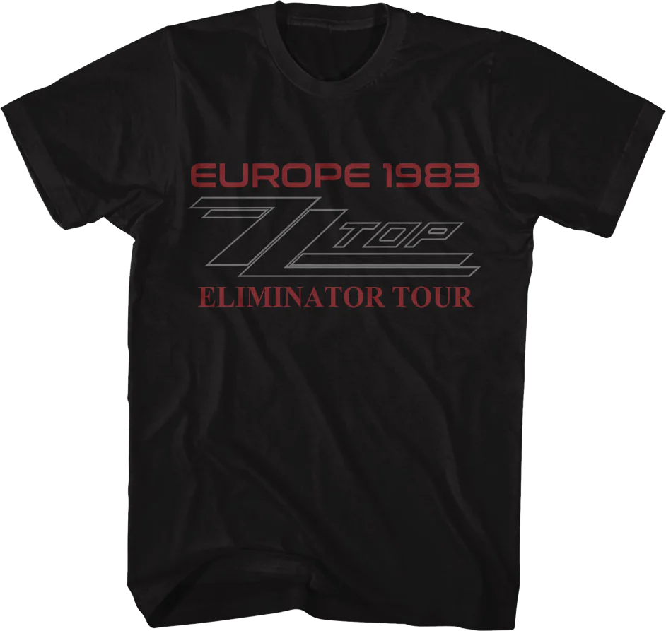 Front & Back Europe 1983 Eliminator Tour ZZ Top T-Shirt