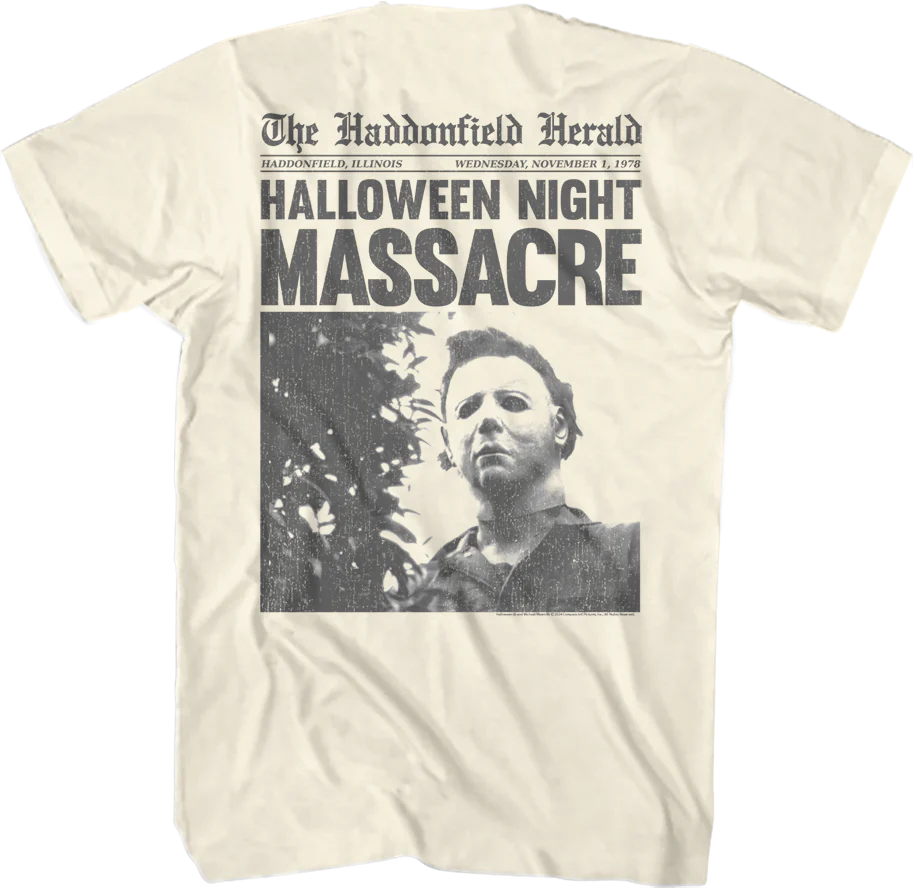Front & Back Michael Myers Headline Halloween T-Shirt