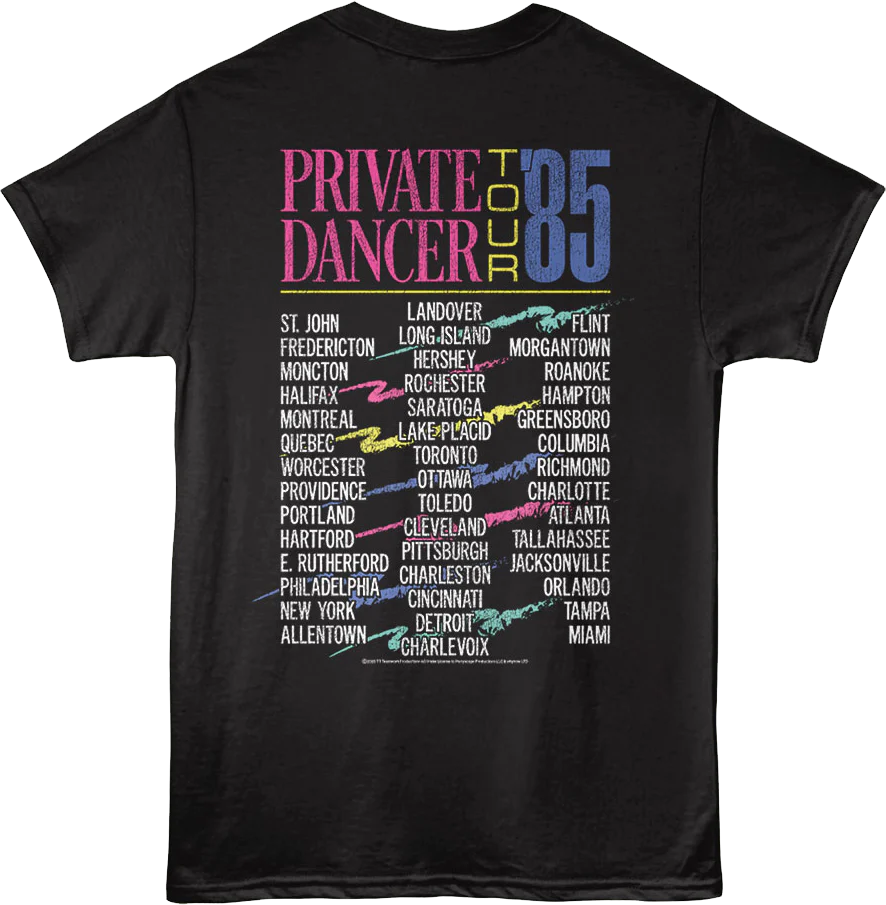 Front & Back Private Dancer Tour Tina Turner T-Shirt - Image 3