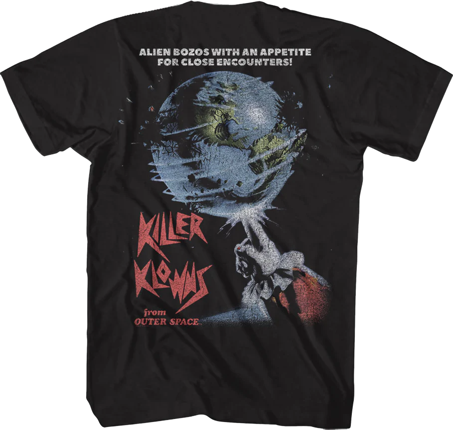 Front & Back Retro Alien Bozos Killer Klowns From Outer Space T-Shirt - Image 3
