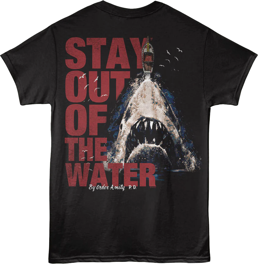 Front & Back Stay Out Of The Water Jaws T-Shirt - Image 3