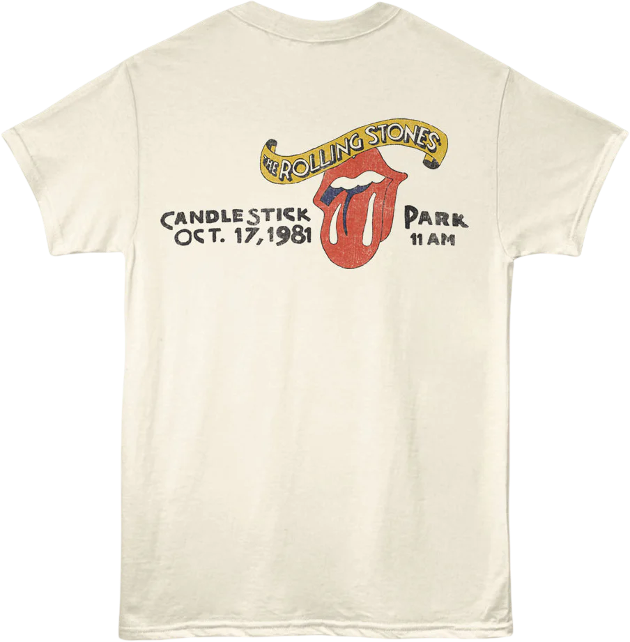 Front & Back Tattoo You Candlestick Park Rolling Stones T-Shirt - Image 3