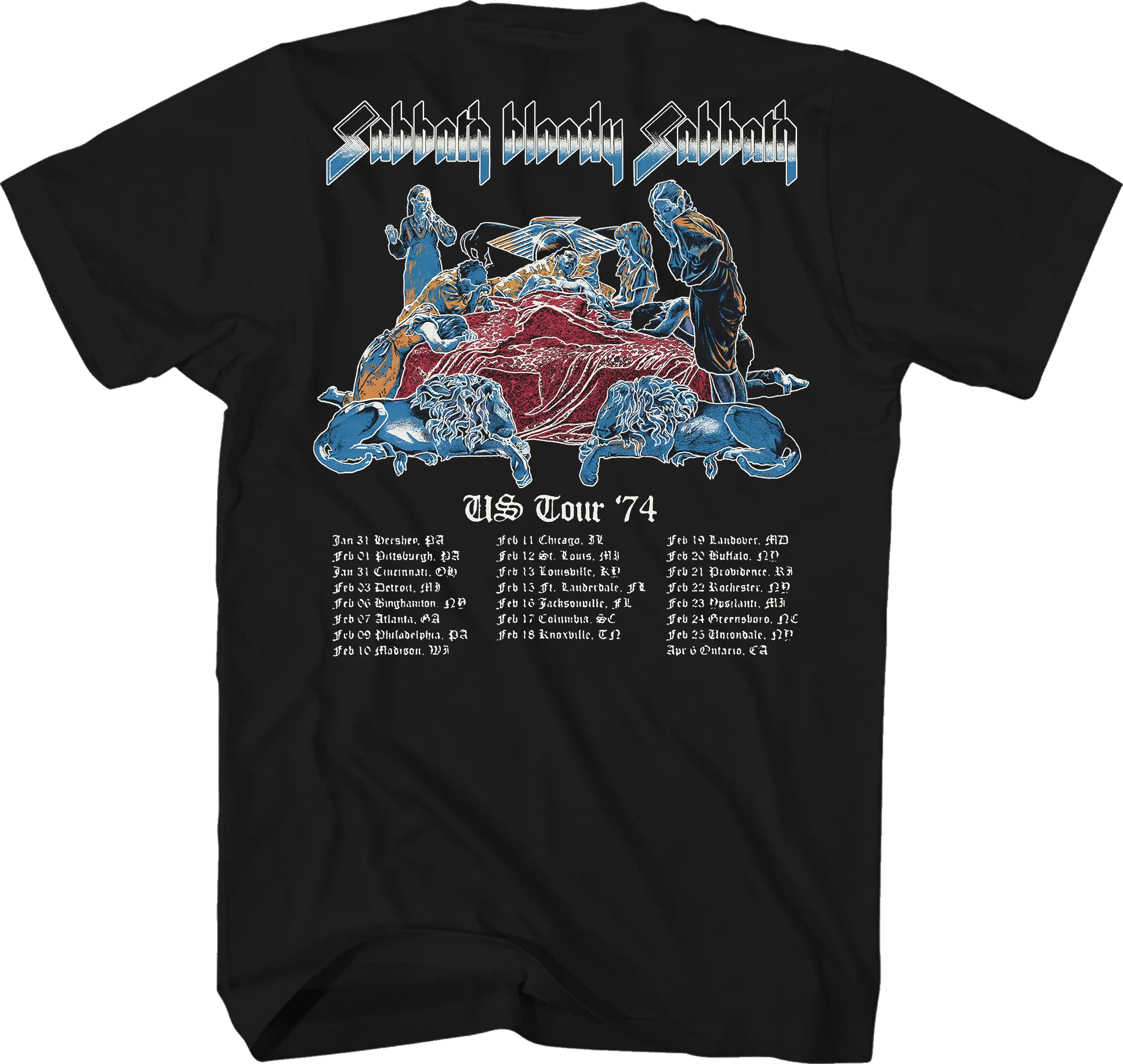 Front & Back US Tour '74 Black Sabbath T-Shirt - Image 3