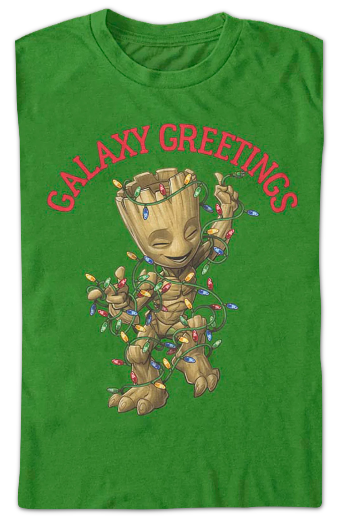Galaxy Greetings Groot Christmas Lights Marvel Comics T-Shirt - Image 2