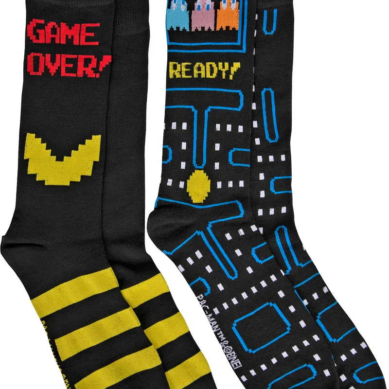 Game Over And Level One 2-Pair Pac-Man Socks