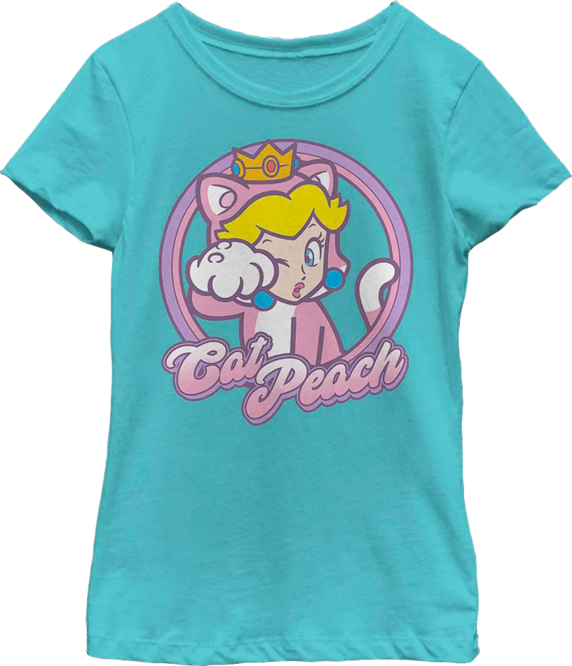 Girls Youth Cat Peach Super Mario Bros. Shirt
