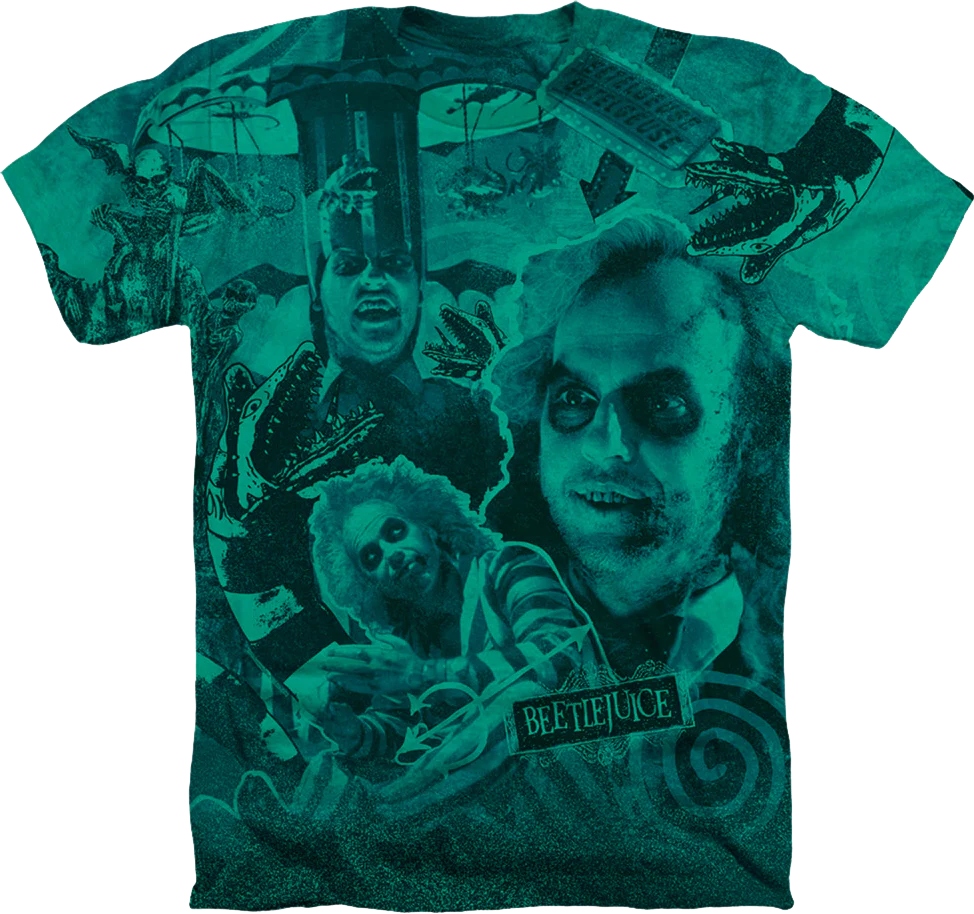 Green Collage Beetlejuice T-Shirt