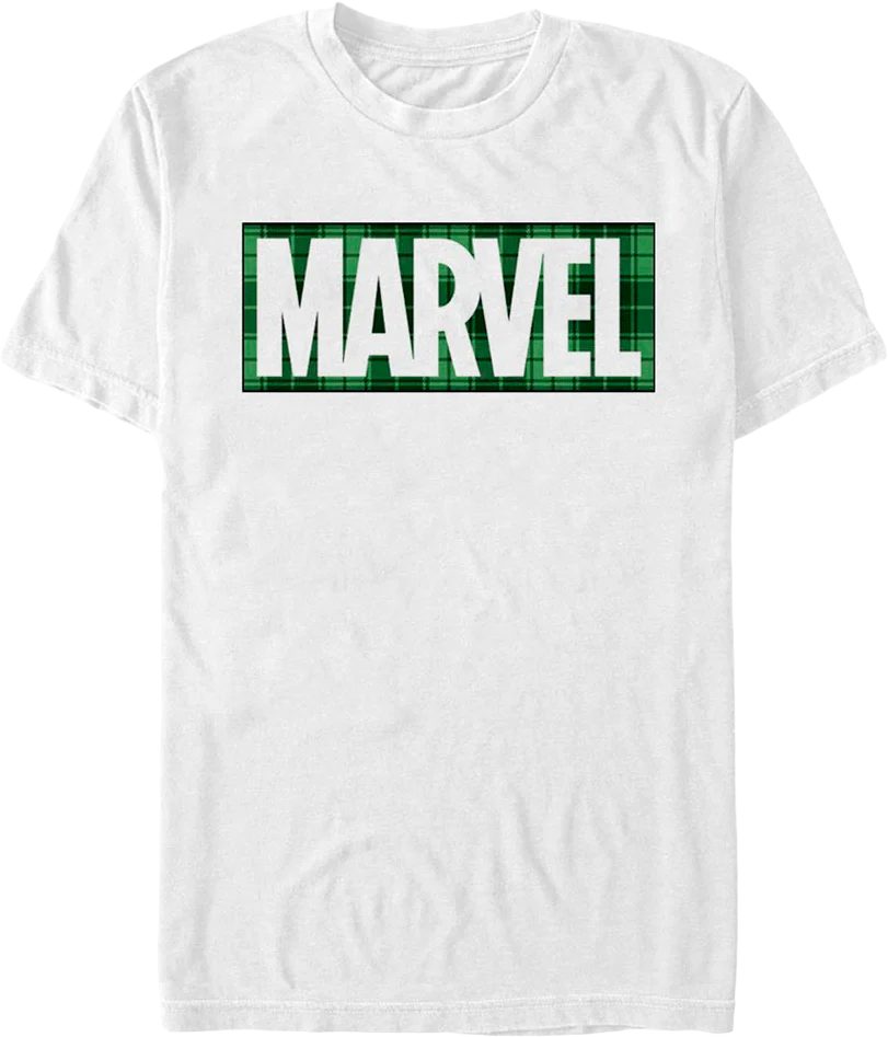 Green Plaid Logo Marvel Comics T-Shirt