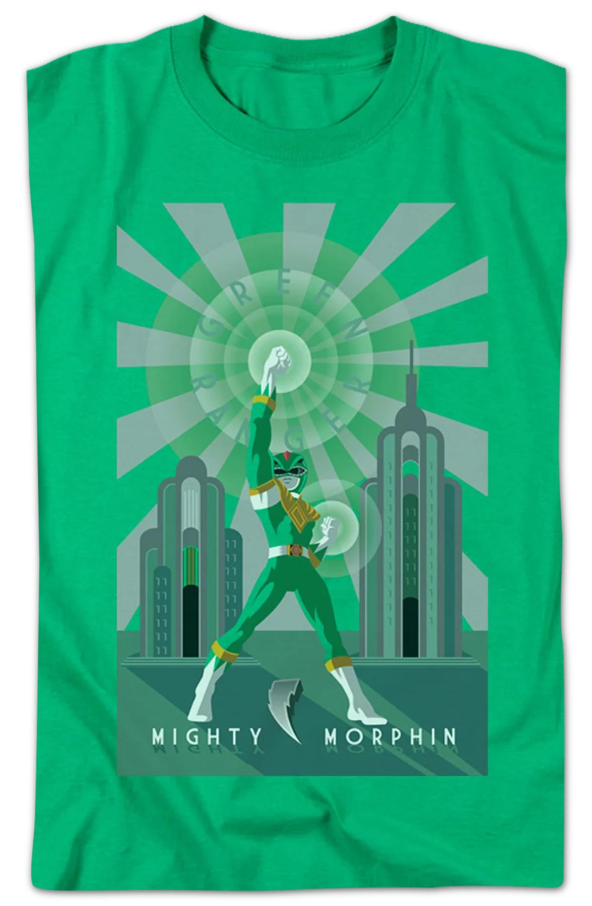 Green Ranger Poster Mighty Morphin Power Rangers T-Shirt - Image 2