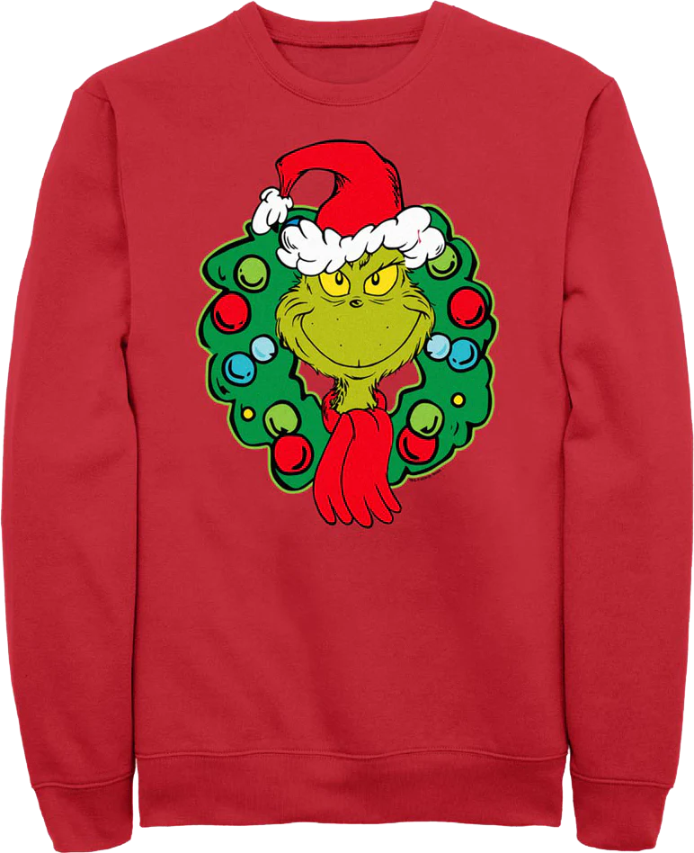Grinch Christmas Wreath Dr. Seuss Sweatshirt