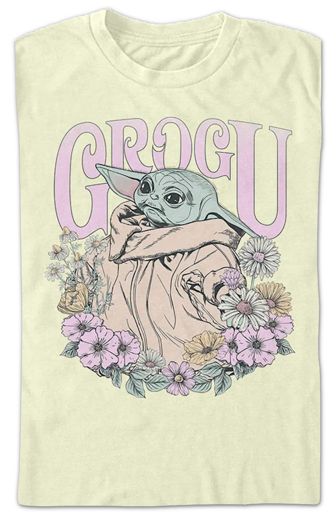 Grogu Flowers Mandalorian Star Wars T-Shirt - Image 2