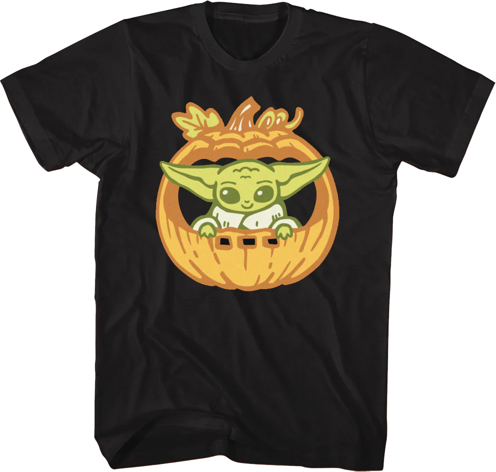 Grogu Pumpkin Mandalorian Star Wars T-Shirt