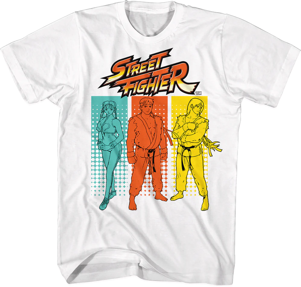 Halftone Rectangles Street Fighter T-Shirt