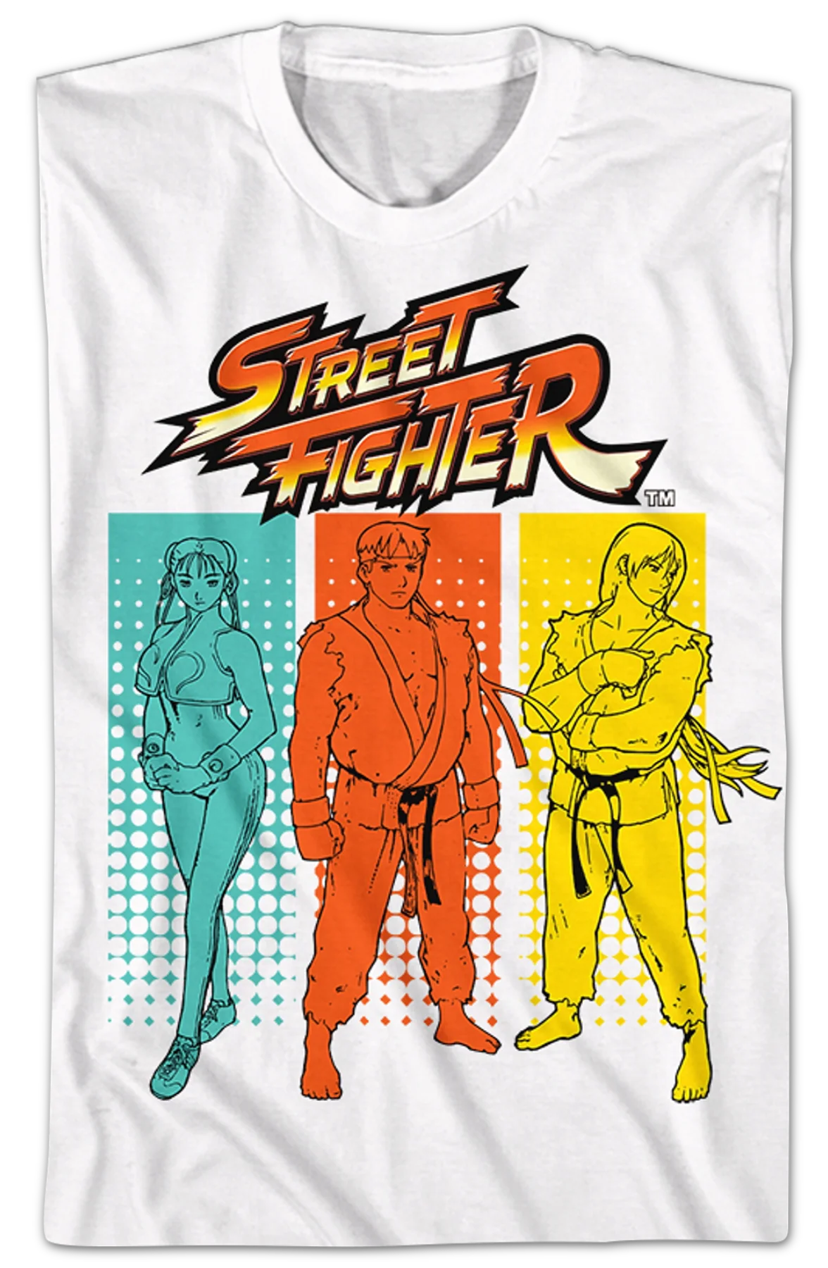 Halftone Rectangles Street Fighter T-Shirt - Image 2